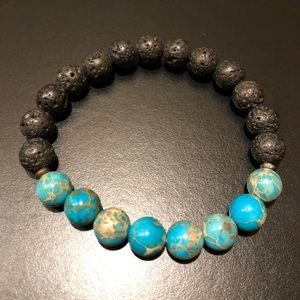 Turquoise Blue Sediment Lava Stone Bracelet